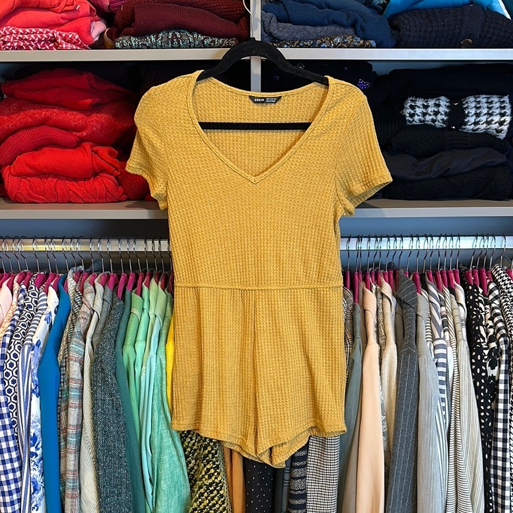 SHEIN marigold v neck romper size M